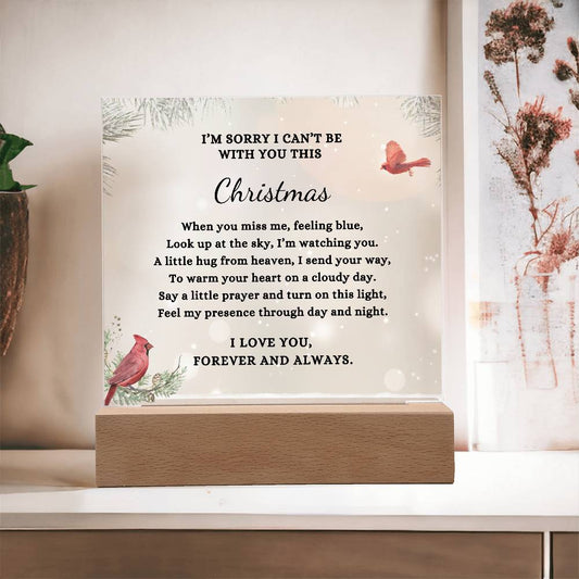 Two Cardinals Christmas Sympathy Gift, Condolence LED Lighted Memorial Poem on Acrylic Plaque