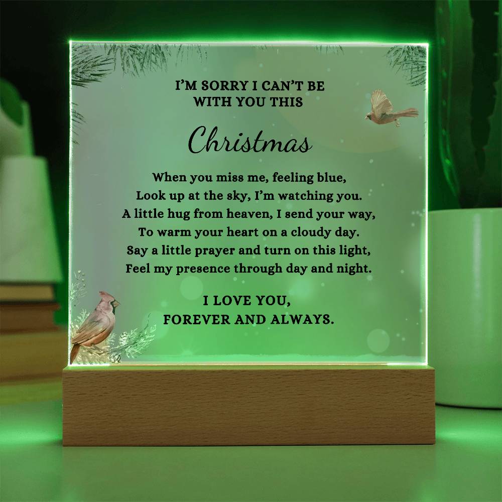 Two Cardinals Christmas Sympathy Gift, Condolence LED Lighted Memorial Poem on Acrylic Plaque