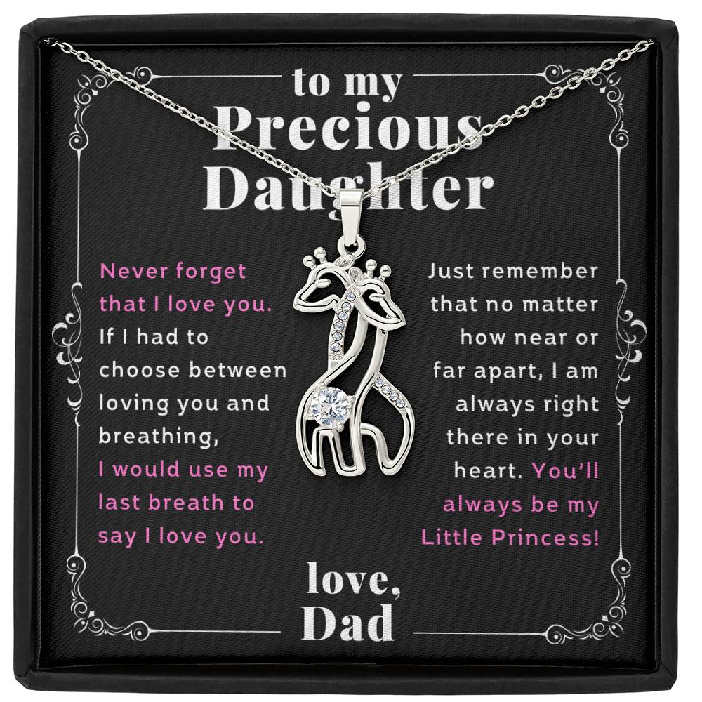 Gift to Daughter From Dad, My little Princess, Giraffe Necklace