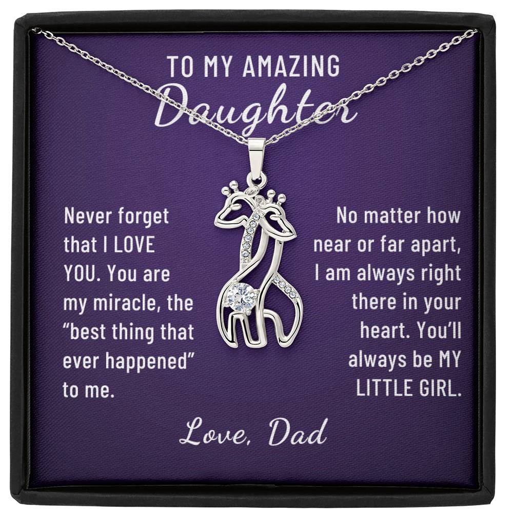 Gift to Daughter, You are my Miracle Giraffe Necklace