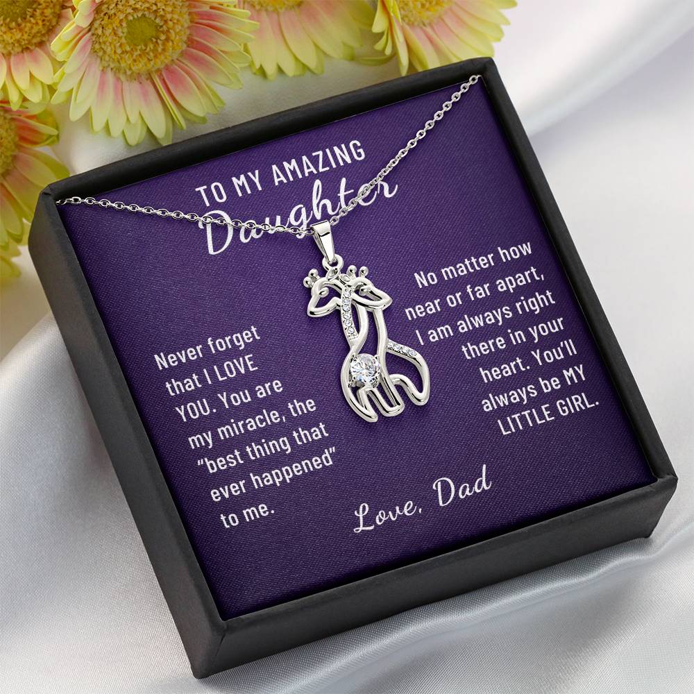 Gift to Daughter, You are my Miracle Giraffe Necklace