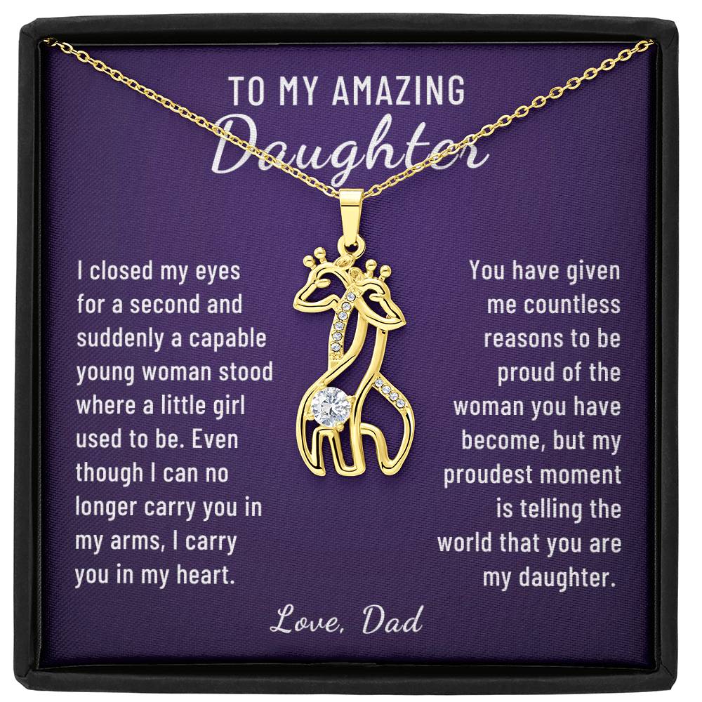 Gift to Daughter, Proudest Moment From Dad, Giraffe Necklace