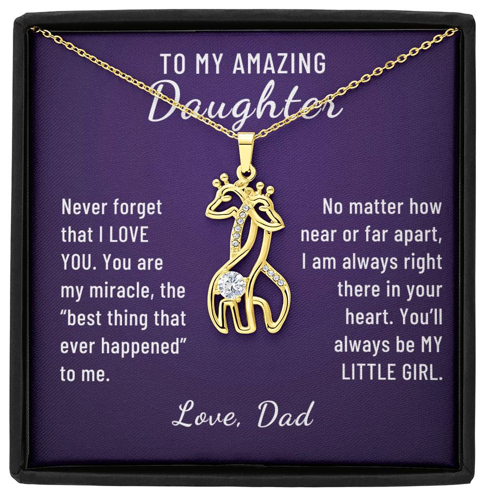 Gift to Daughter, You are my Miracle Giraffe Necklace