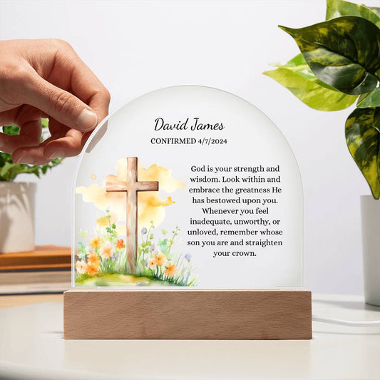 Confirmation Gift For Boys, From Grandparents or Godparents, Christian Cross Personalized Acrylic Plaque