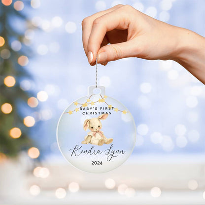 Baby Girl Rabbit Personalized Baby's First Christmas Ornament