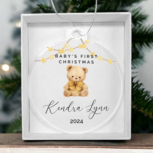 Teddy Bear Personalized Baby's First Christmas Ornament