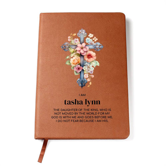 Daughter of the King, Confirmation Gift For Girls, Floral Christian Cross Leather Journal Notebook
