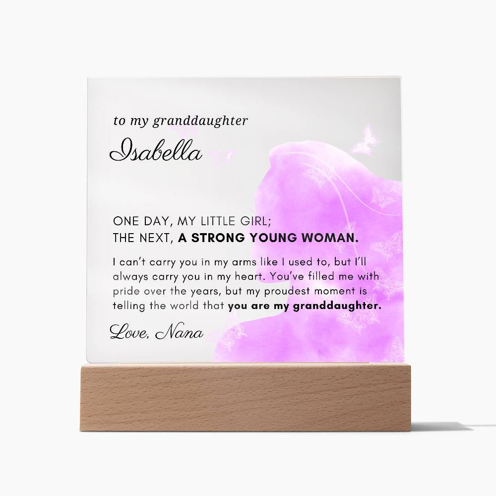 Letter to My Granddaughter Gift,  Strong Young Woman Inspirational Message Personalized Acrylic Plaque