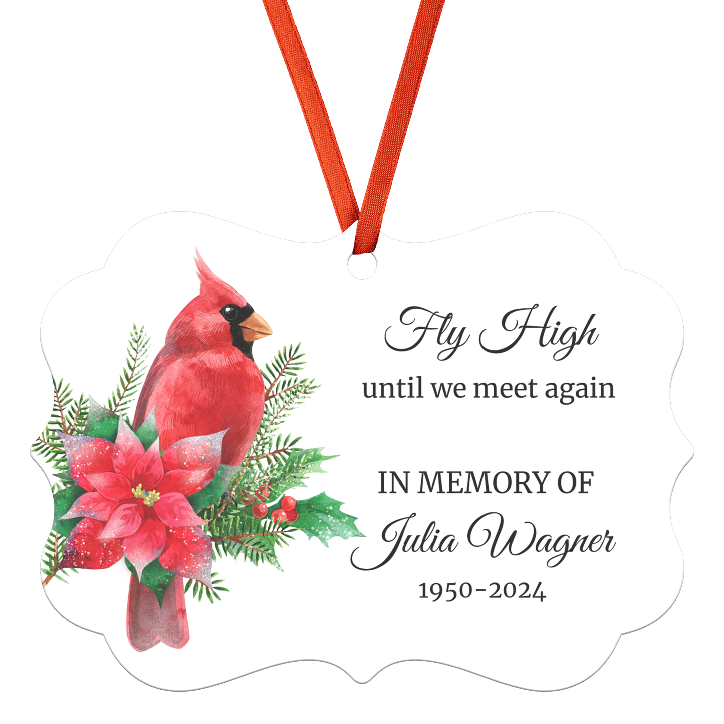 Personalized Memorial Ornament, Custom In Memory of Keepsake, Red Cardinal Grief Gift, Remembrance Loss of Mom, Loss of Dad