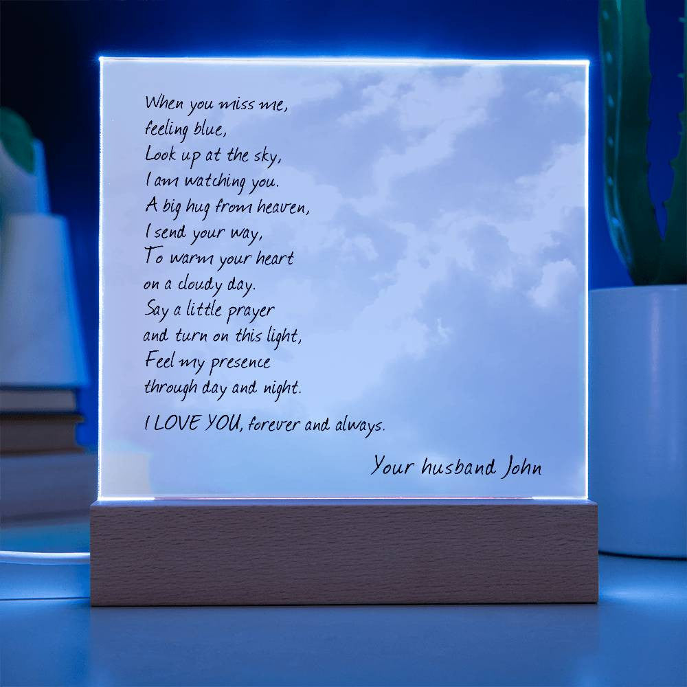 Sympathy Gift for Loss of Husband, When You Miss Me Poem, Lighted Memorial Acrylic Plaque