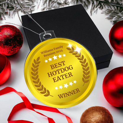 Your Custom Text, Personalized Gold, Silver Bronze Color Fun Sport Medal Acrylic Christmas Ornament