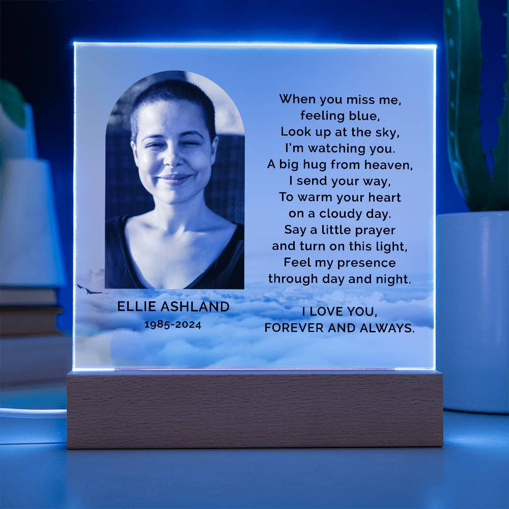 Personalized Photo Sympathy Gift for Loss of Daughter, Lighted Memorial Acrylic Plaque