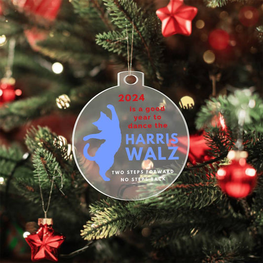 2024 Blue Cat Dance the Harris Walz Christmas Ornament for Childless Cat Lady 2024 Election Gift for Democrats