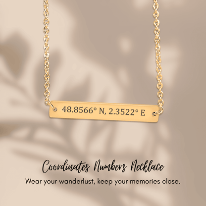 To My Future Wife Gift, We Belong Together, Coordinates Numbers Horizontal Bar Necklace