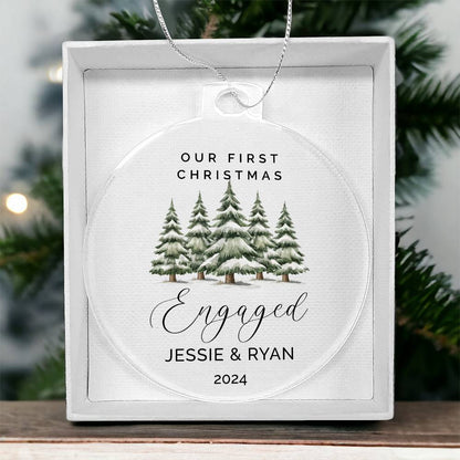 Personalized Engagement Ornament, Custom Acrylic Keepsake for Newly Engaged Couple