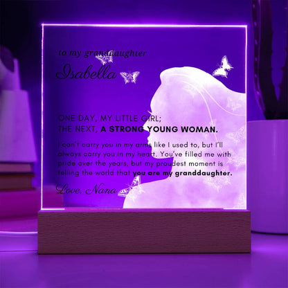 Letter to My Granddaughter Gift,  Strong Young Woman Inspirational Message Personalized Acrylic Plaque