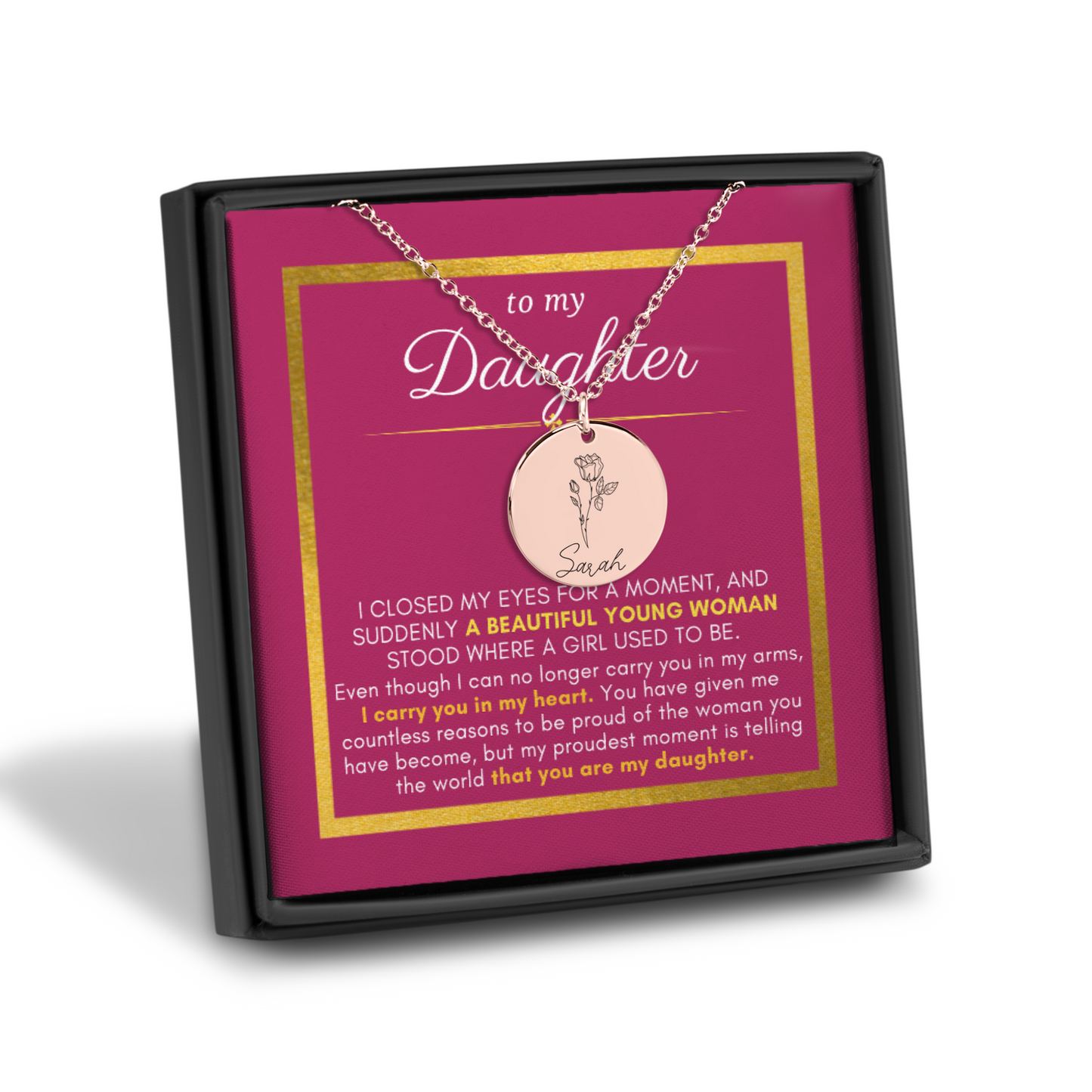 Gift For Daughter, I Closed My Eyes for a Moment Engraved Name & Birth Flower Necklace