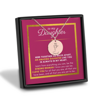 Gift For Daughter, You Are Always in My Heart, Name & Birth Flower Necklace