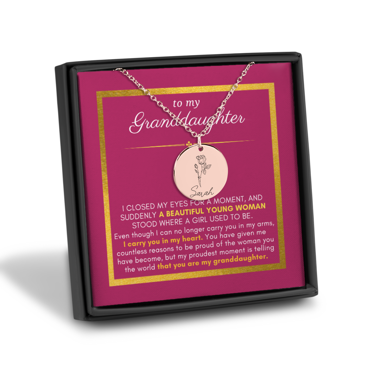 Gift For Granddaughter, I Closed My Eyes for a Moment, Name & Birth Flower Necklace