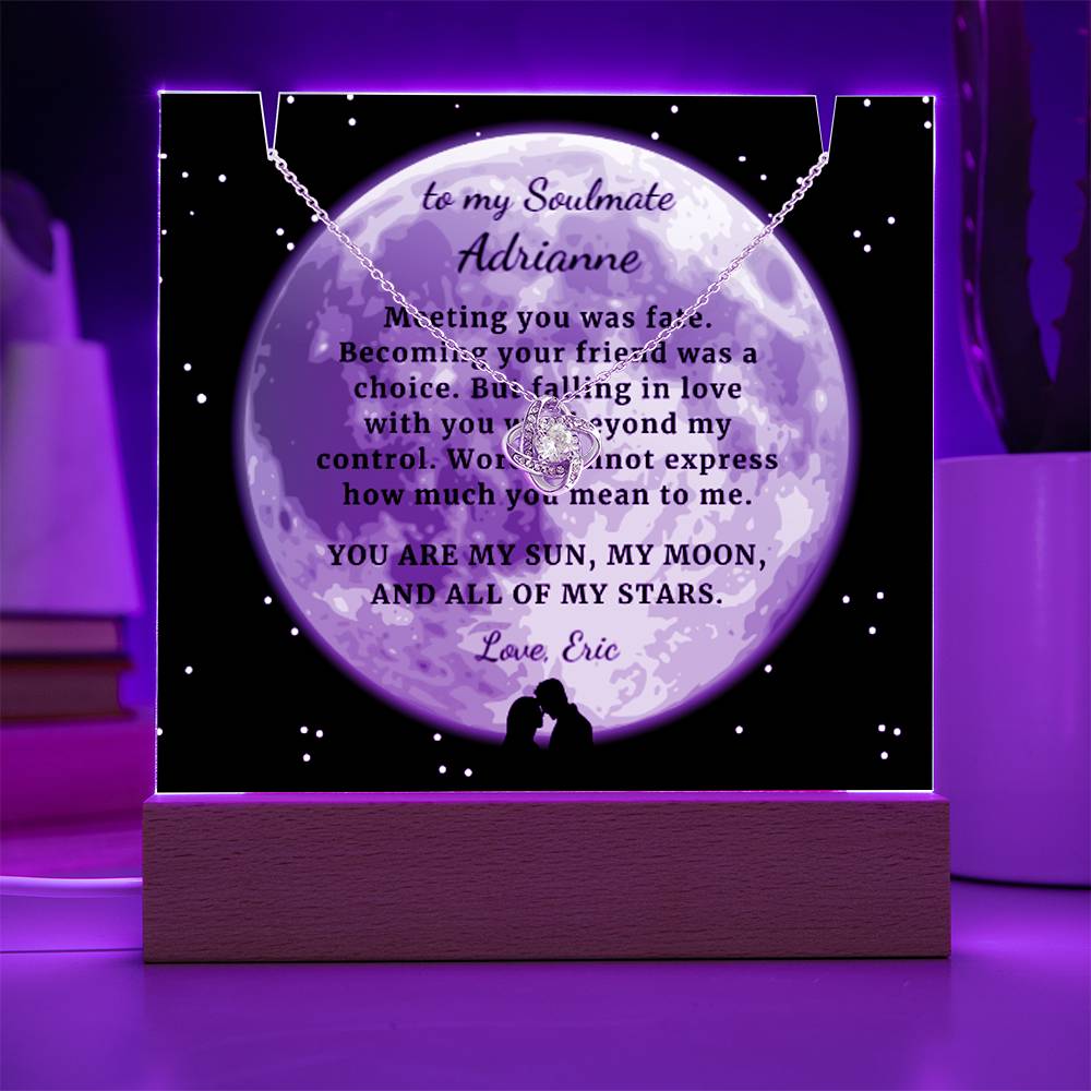 You are my Moon my Stars, Custom Gift for Soulmate, Wife, Girlfriend, Personalized Romantic Acrylic Keepsake with Necklace