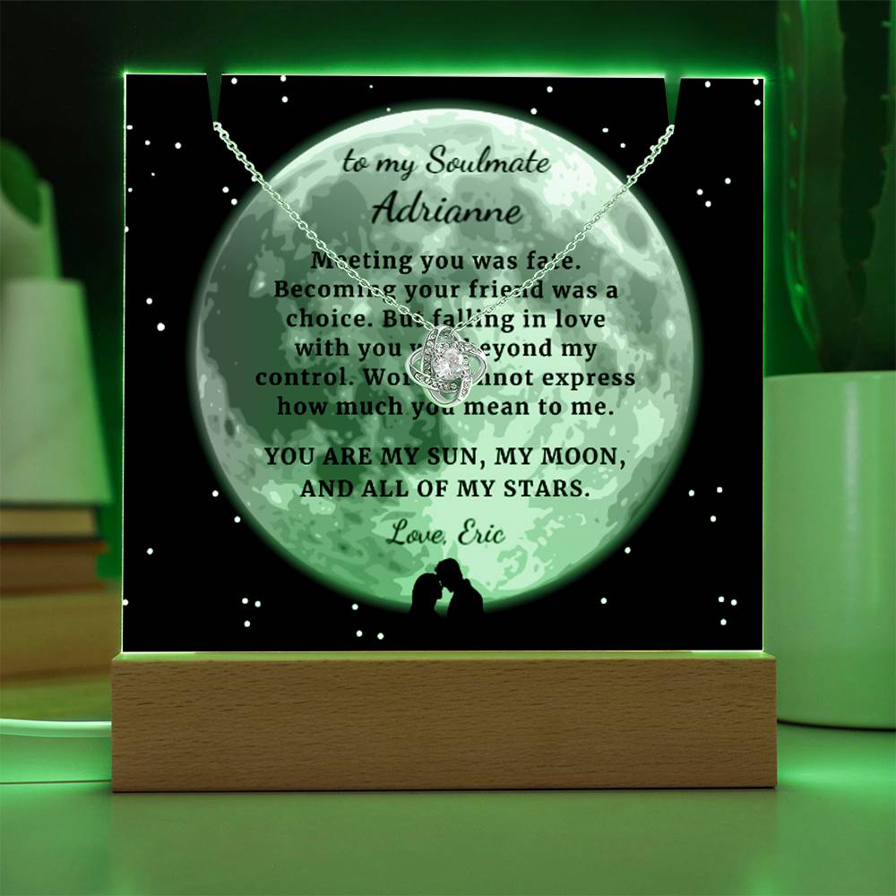 You are my Moon my Stars, Custom Gift for Soulmate, Wife, Girlfriend, Personalized Romantic Acrylic Keepsake with Necklace