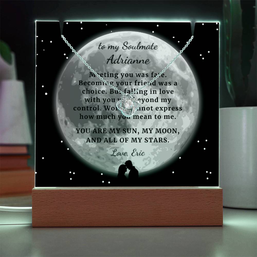 You are my Moon my Stars, Custom Gift for Soulmate, Wife, Girlfriend, Personalized Romantic Acrylic Keepsake with Necklace