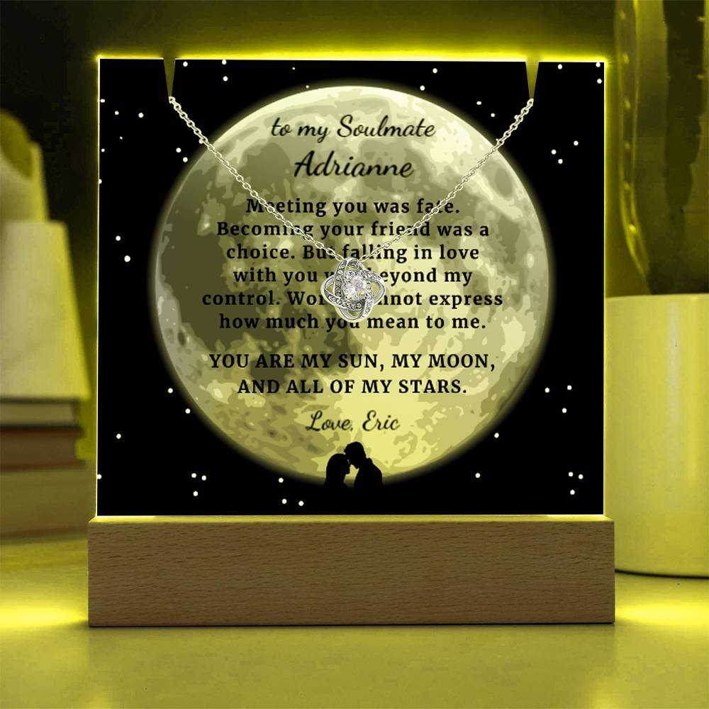 You are my Moon my Stars, Custom Gift for Soulmate, Wife, Girlfriend, Personalized Romantic Acrylic Keepsake with Necklace