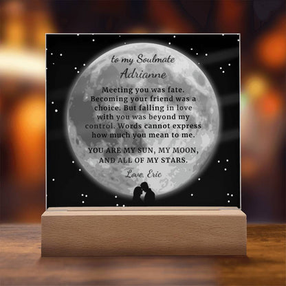 You are my Moon my Stars, Custom Gift for Soulmate, Wife, Girlfriend, Personalized Romantic Acrylic Keepsake with Necklace