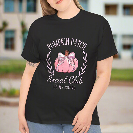 Pink Pumpkin Patch Fall Coquette Bow Social Club Shirt