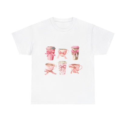 Pink Latte Coffee Drinks Coquette Bows Aesthetic Shirt