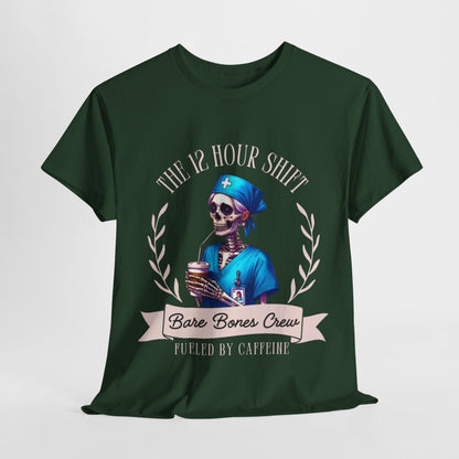 12 Hour Shift Skeleton Nurse Drinking Coffee Halloween Shirt