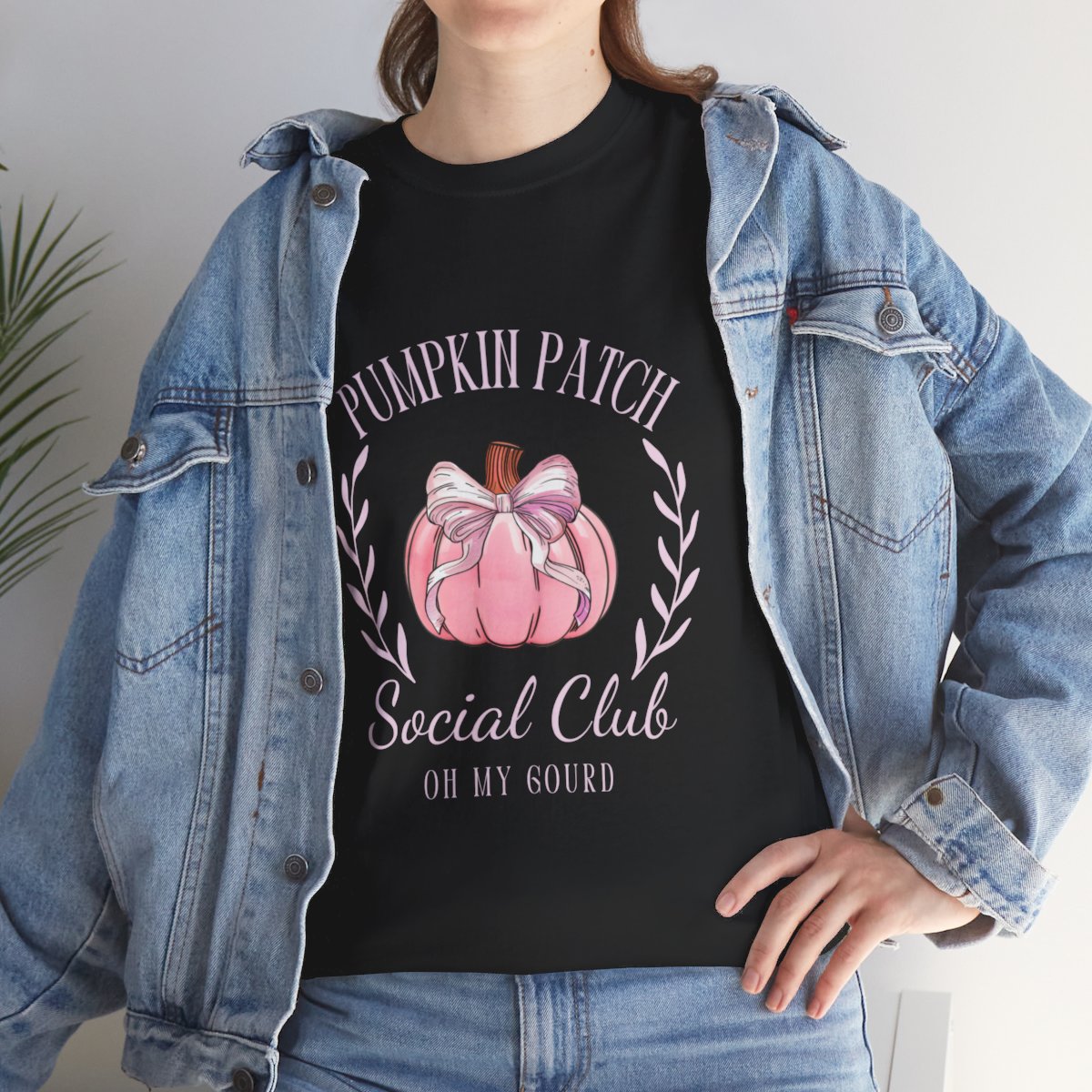 Pink Pumpkin Patch Fall Coquette Bow Social Club Shirt