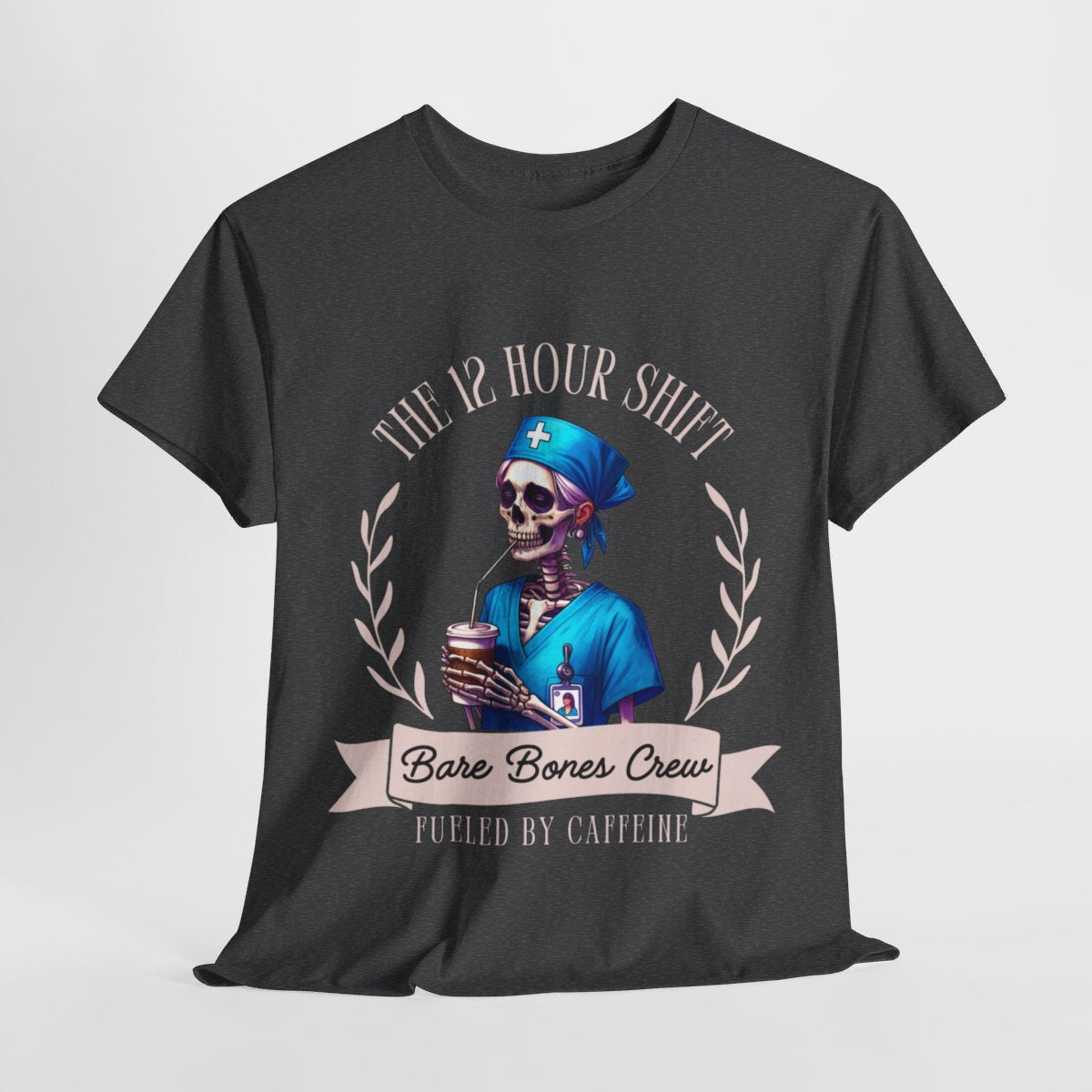 12 Hour Shift Skeleton Nurse Drinking Coffee Halloween Shirt