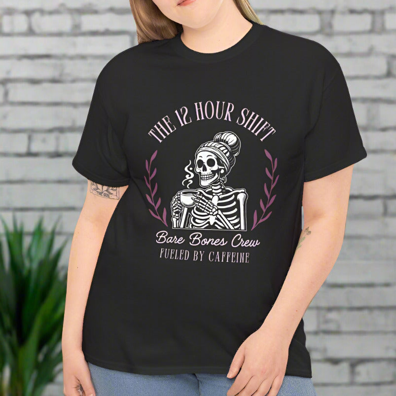 Halloween 12 Hour Shift Skeleton Drinking Coffee Shirt