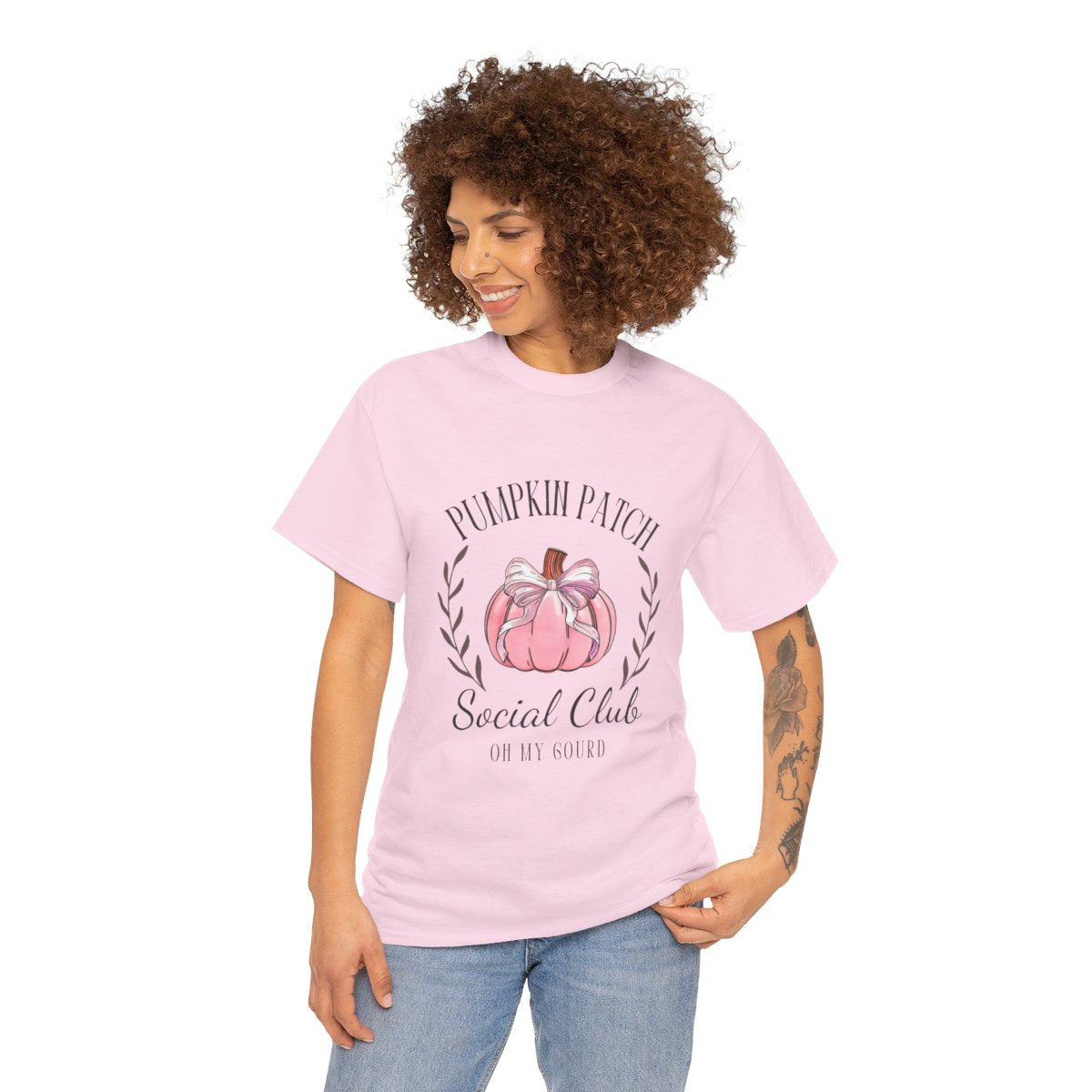 Pink Pumpkin Patch Fall Coquette Bow Social Club Shirt