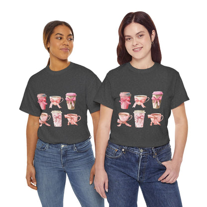 Pink Latte Coffee Drinks Coquette Bows Aesthetic Shirt