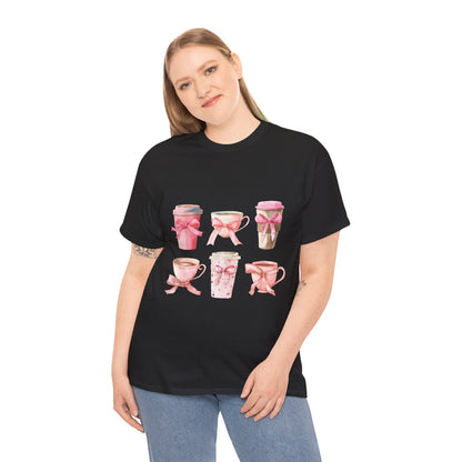 Pink Latte Coffee Drinks Coquette Bows Aesthetic Shirt