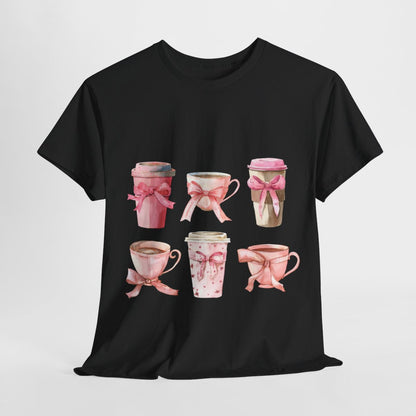 Pink Latte Coffee Drinks Coquette Bows Aesthetic Shirt