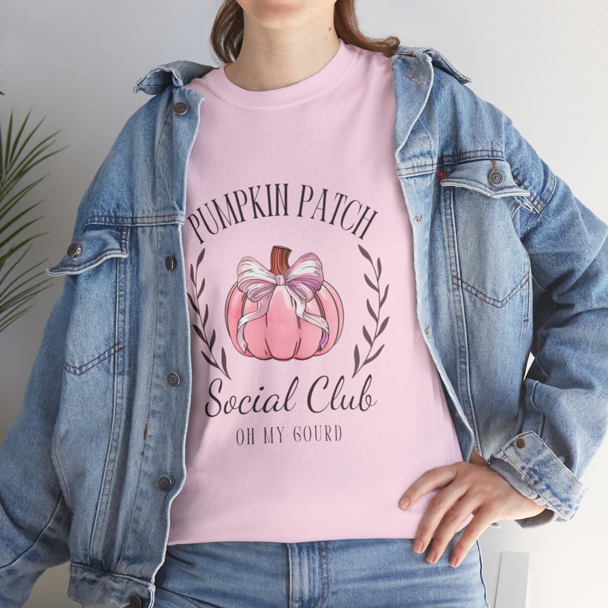 Pink Pumpkin Patch Fall Coquette Bow Social Club Shirt