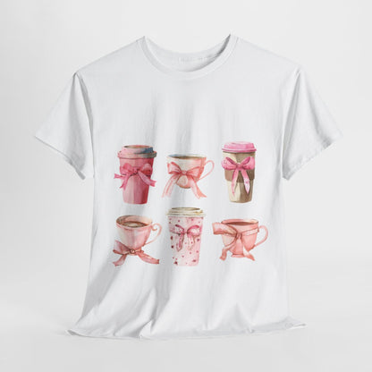 Pink Latte Coffee Drinks Coquette Bows Aesthetic Shirt