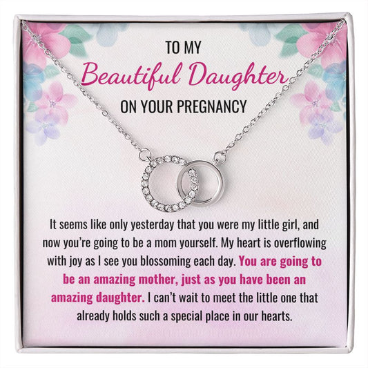 To My Pregnant Daughter For New Mother to Be From Mom or Dad Circle Necklace